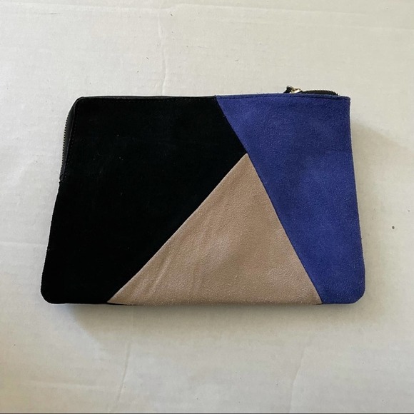 Street Level Suede Color-block Clutch With Crossbody Strap - Picture 1 of 3
